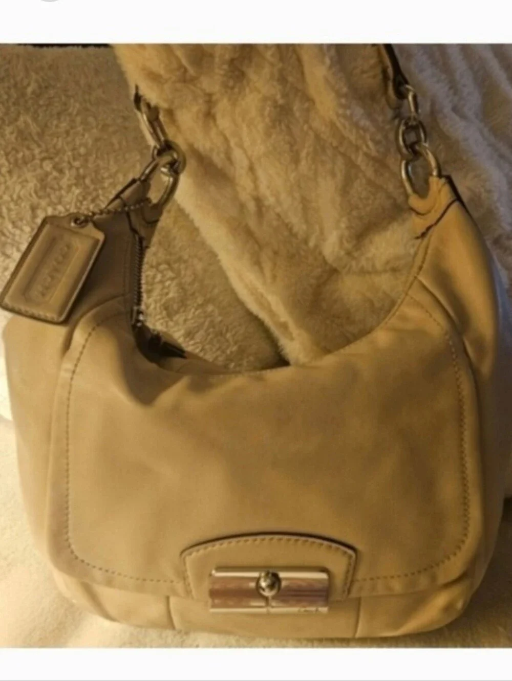 Coach Kristin Natural Light Beige Tone Leather Hobo with Hangtag